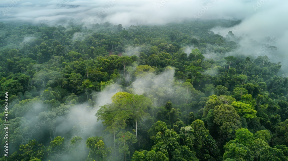 Poster aerial view of a rainforest canopy created with generative ai