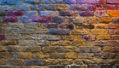 Fototapeta premium Ancient Strength: Detailed Stone brick colourful light 3d Wall Texture for Timeless Designs