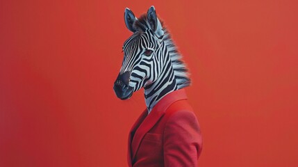 Fototapeta na wymiar Elegant zebra in a sharp blazer capturing the blend of wildlife chic and modern fashion in a studio setting