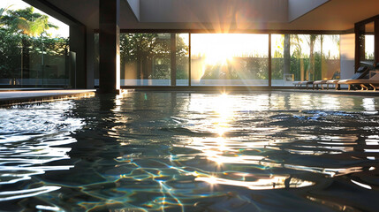 Sunlight penetrates the water, illuminating the pool's hidden depths
