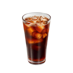 a glass of cola with ice, cooldrink, soft drink