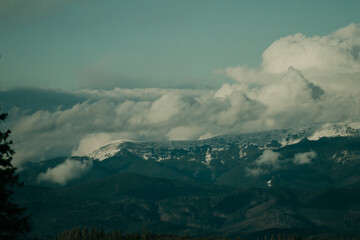 Snowy Veil with Clouds   