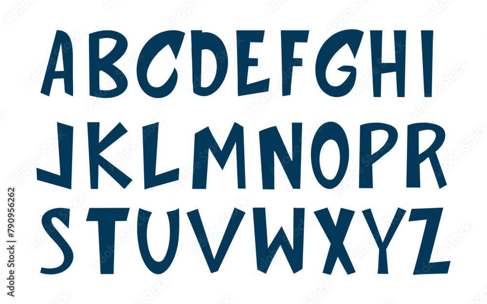 Fototapete hand drawn alphabet. angular uppercase latin letters. bold type capital letters. unique vector alpha