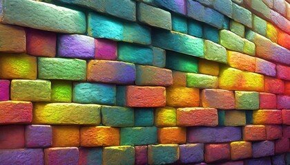brick wall colourful light 3d Wall Texture background