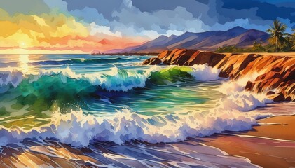 Watercolor Sea, Wave