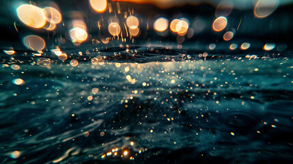 Water shimmers with the ethereal glow of underwater lighting - obrazy, fototapety, plakaty