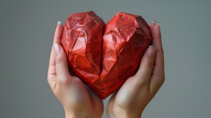 A person is holding a heart made of paper - 790957437