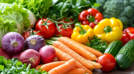 A variety of vegetables including carrots, tomatoes