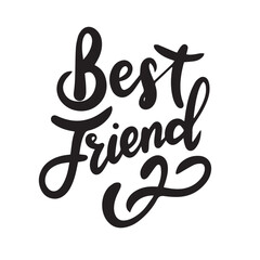 Best friend text banner. Hand drawn vector art.