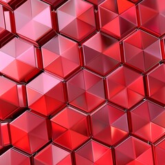 A mesmerizing geometric pattern of shiny red hexagons, abstract  , background