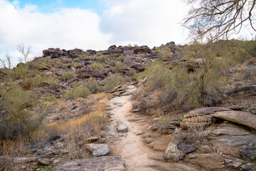 Rocky trail at South Mountain Reserve in Phoenix Arizona - Mormom Trail