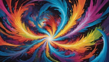 Psychedelic Abstract Art, Vibrant Colors Exploding in a Whirlwind of Energy.