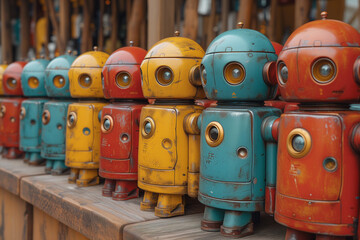 collection of many different old robots