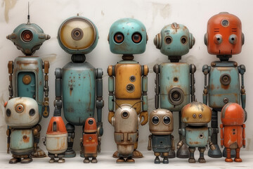 collection of many different old robots