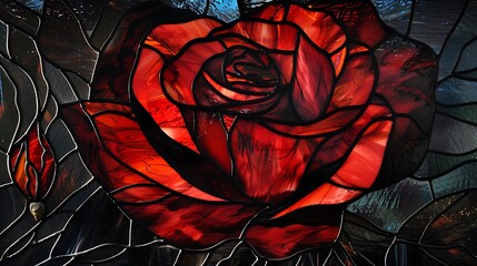 Stained glass of roses,薔薇のステンドグラス,Generative AI - obrazy, fototapety, plakaty