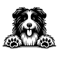 Peeking Dog Vector Illustration