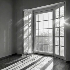 Window's Embrace: Mockup of Transparent Shadow Overlay Effect in Room Interior, window, interior, 