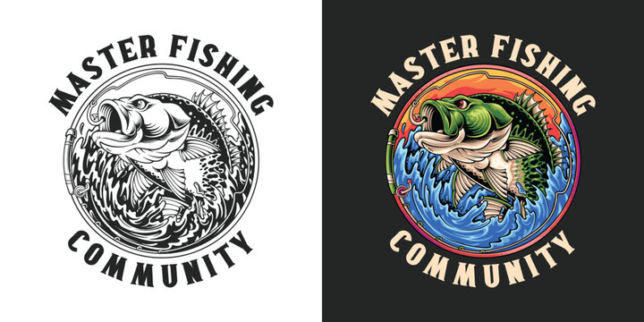 Fishing vintage logo for fishing community