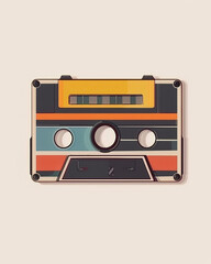 Naklejka premium Vintage Retro Audio Cassette Tape on Monochrome Pastel Background