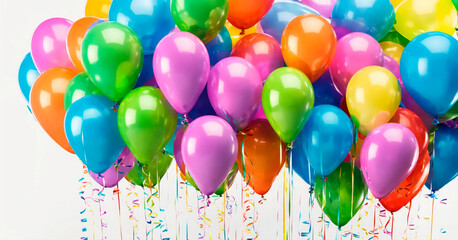 Bright bunch of colorful balloons, perfect for parties, celebrations, and festive events decor