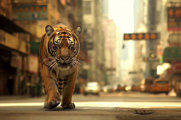 tiger in the city