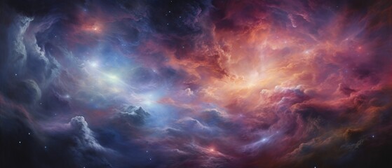 Majestic galactic formations in vibrant, changing colors, their beauty enhanced by gentle, diffuse lighting that evokes a sense of wonder - obrazy, fototapety, plakaty