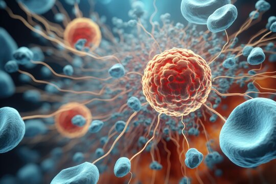 Realistic 3D animation of thyroid gland cells in the midst of a biochemical battle to maintain hormonal balance
