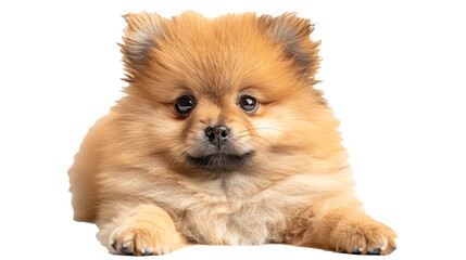 A fluffy Pomeranian puppy, isolated on transparent background, png file