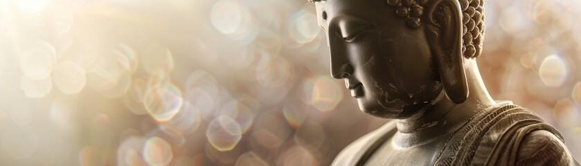 Buddhas serene face during Zen meditation a timeless piece of Buddhist art evoking deep peace