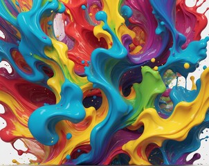 Mixed multi-colored paints. A splash of colorful colors. Abstract 3D background