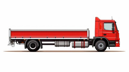 Colorful Illustration of a Flatbed Truck on a White Background. Generative ai