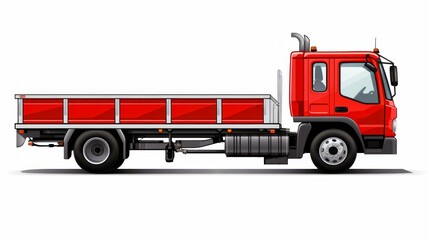 Colorful Illustration of a Flatbed Truck on a White Background. Generative ai