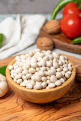 Raw dried beans in a bowl. Dried beans are nutritious food. Healthy and natural vegetarian food. Local name ispir fasülyesi