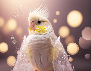 The image creates a feeling of sweetness and lightheartedness. The combination of the cute bird and the soap bubble evokes a sense of childlike wonder.
