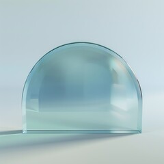 3D rendering of a curved glass half-circle on a matching background