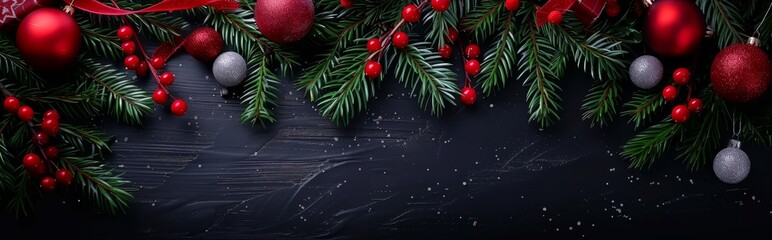 Christmas horizontal banner, template header for website. Merry Christmas and Happy New Year holiday banner