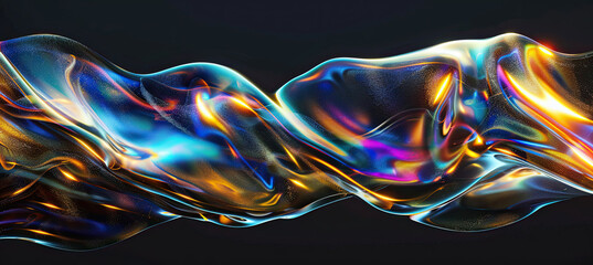 Glossy iridescent wave Isolated on black background