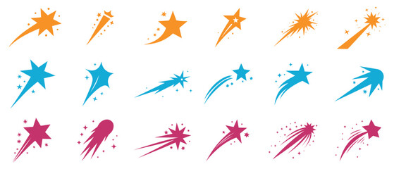 Falling Star icons space element night galaxy vector design.