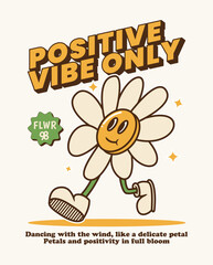 flower retro character illustration