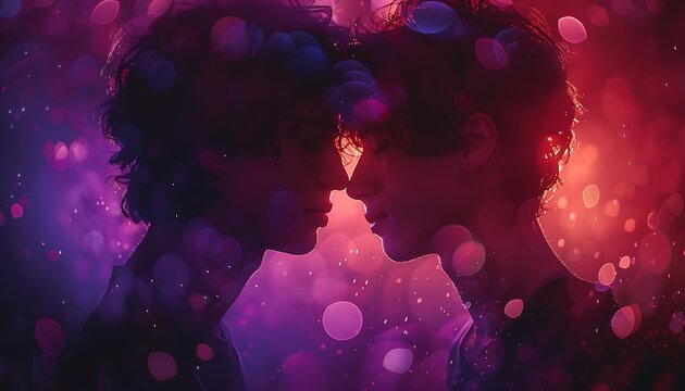 A gay couple embracing amongst a crowd of People