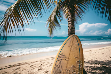 surfboard on the tropical beach