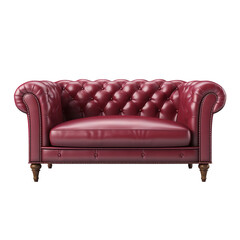 Magnificent Loveseat maroon color isolated on white background
