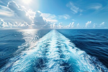 View from cruise ship on blue pacific ocean - obrazy, fototapety, plakaty
