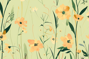 cozy spring flowers meadow warm mood background