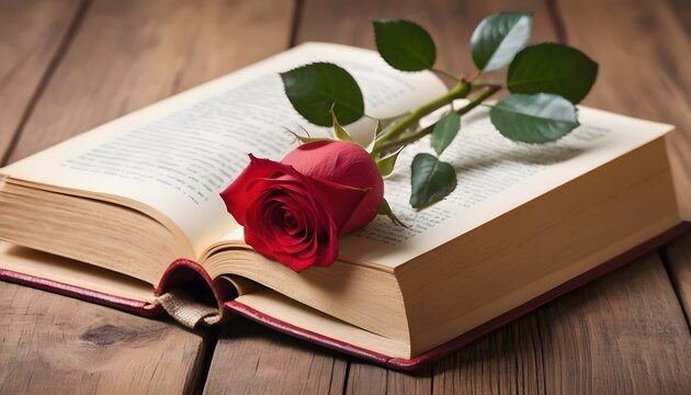 Book and red rose