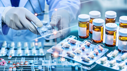 A pharmaceutical researcher using AI algorithms to analyze drug interactions.


