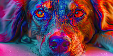 Canine Addison's Disease: The Weakness and Vomiting - Visualize a dog with highlighted adrenal glands showing dysfunction, experiencing weakness and vomiting - obrazy, fototapety, plakaty