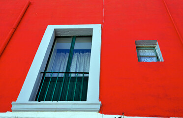 Windows in the historic center of Castro Puglia Italy