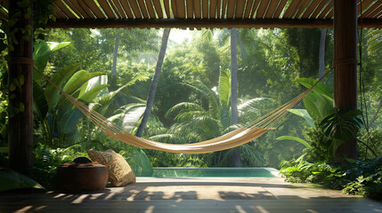 Rainforest, hammock on the terrace