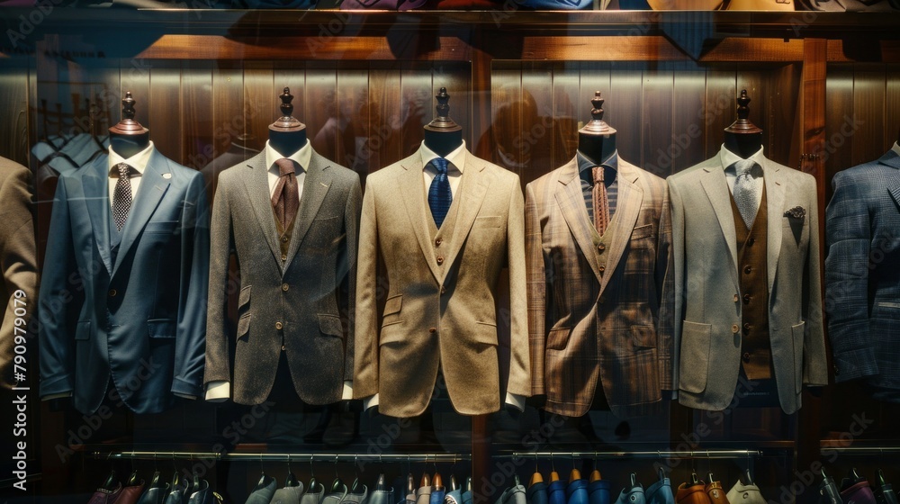 Poster a display of suits in a store window